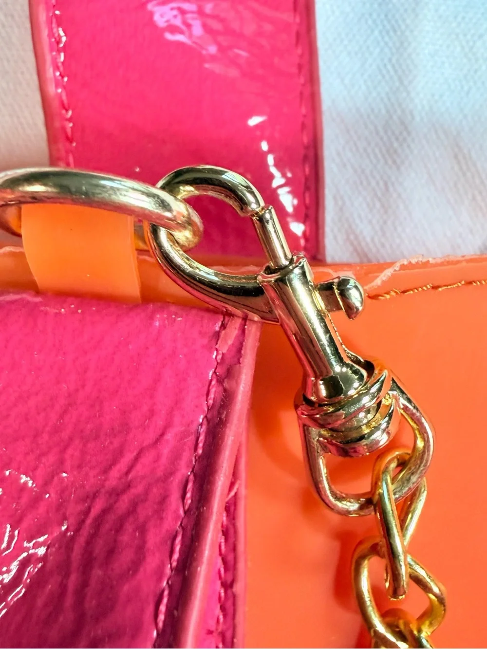Gianni Bini Bright Orange & Hot Pink Jelly Tote with Detachable Wristlet Pouch